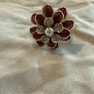 Juicy Couture Burgundy Flower Ring